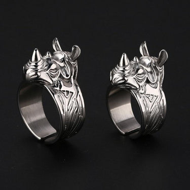 Titanium Steel Rhinoceros Ring for Self-Defense